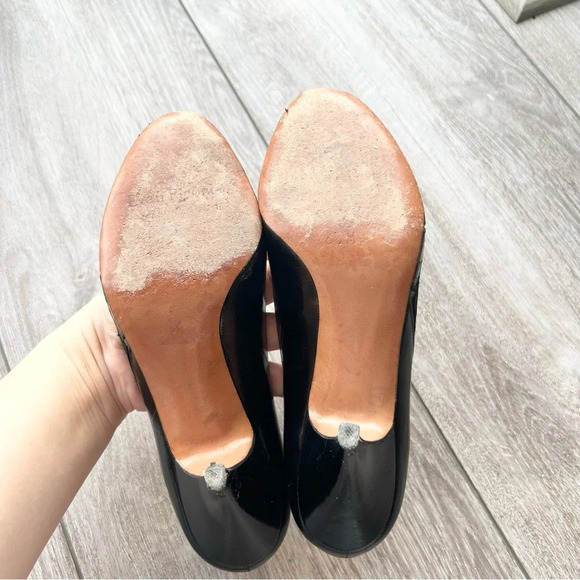 Evan Picone Black Full Leather Peep Toe Pumps Made in Spain - Picture 10 of 14